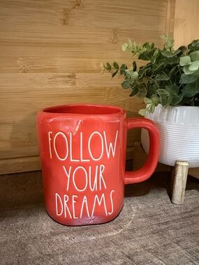 Orange/red 'Follow Your Dreams' Rae Dunn Mug